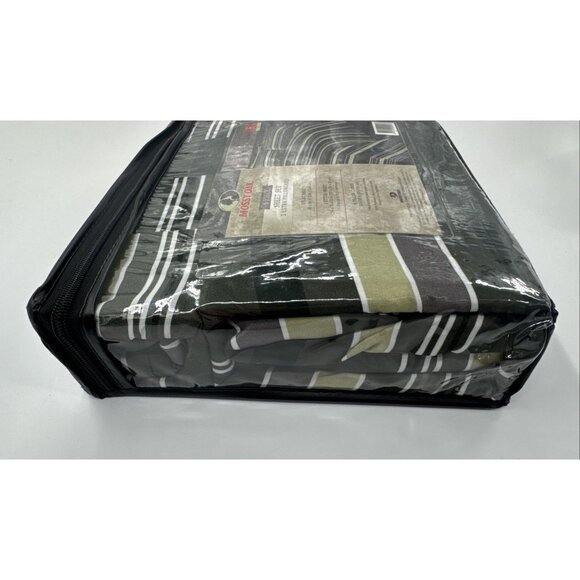 Mossy Oak Full Size Sheet Set 6 Piece Green Striped Hunting Lodge Cabin NEW - Picture 6 of 9